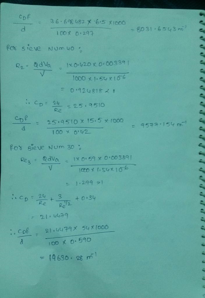 Calculate the headloss through a filter bed consisting of 30.0 in. of stratified sand-example-3