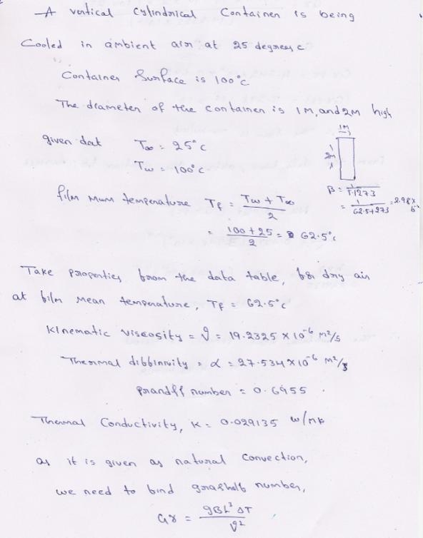 a vertical cylindrical container is being cooled in ambient air at 25 °C with no air-example-1