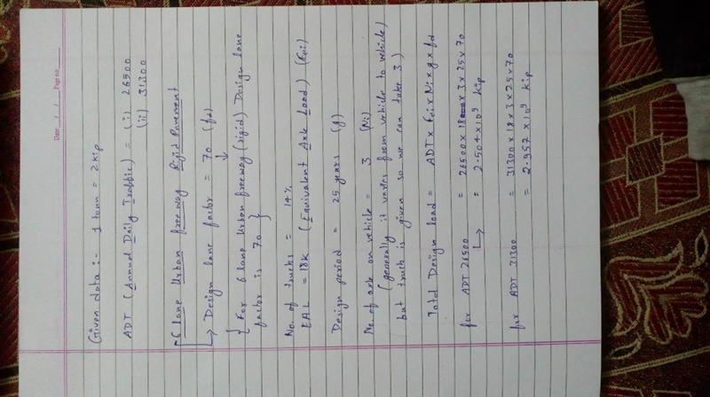 Determine the total design lane 18 kip Equivalent Axle Loading (18k EAL'S) using the-example-1