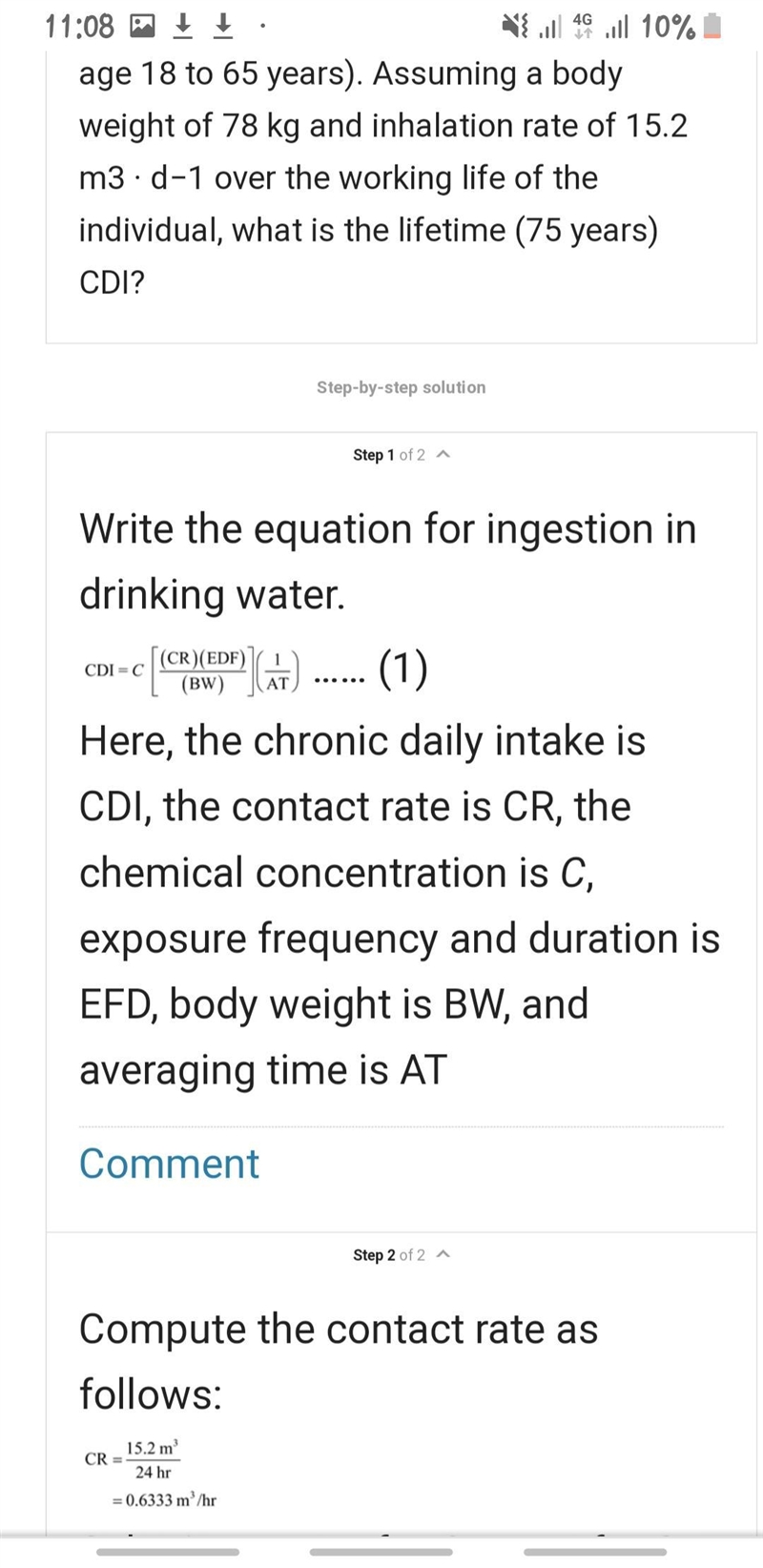 The recommended time weighted average air concentration for occupational exposure-example-1