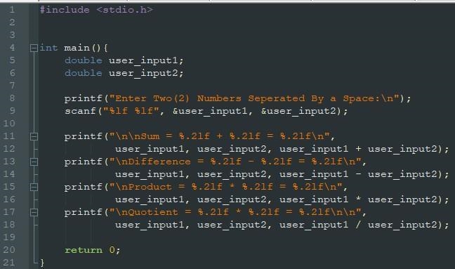 Write a C program that asks the user to enter two numbers, obtains the two numbers-example-1