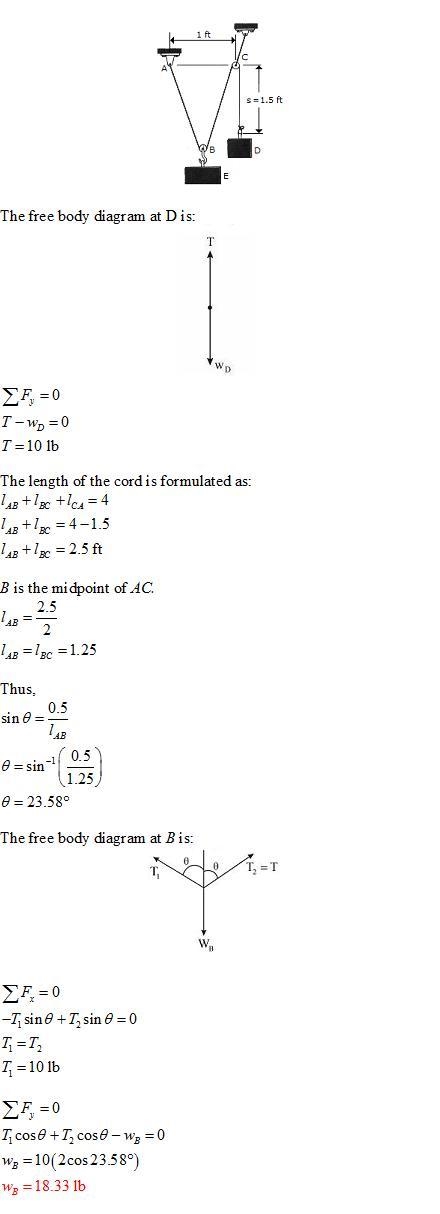 A "scale" is constructed with a 4-ft-long cord and the 10-lb block D. The-example-1