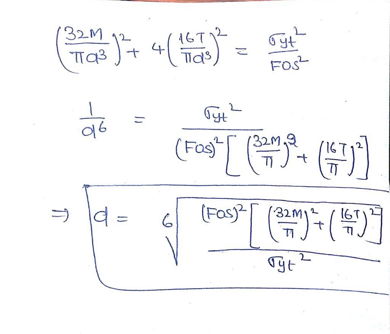 Consider a solid circular shaft subjected to bending and torsion so that the state-example-1