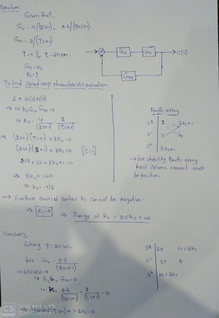 You are using a proportional control Gc = Kc for a feedback control of a process with-example-1