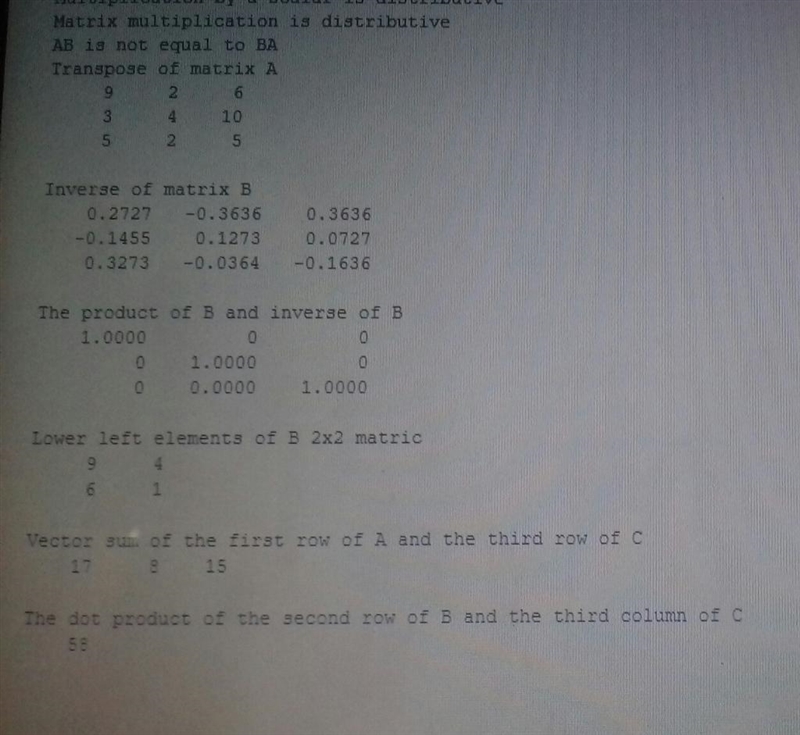 Write a script (Program 2) to perform t he following matrix operations. Use output-example-4