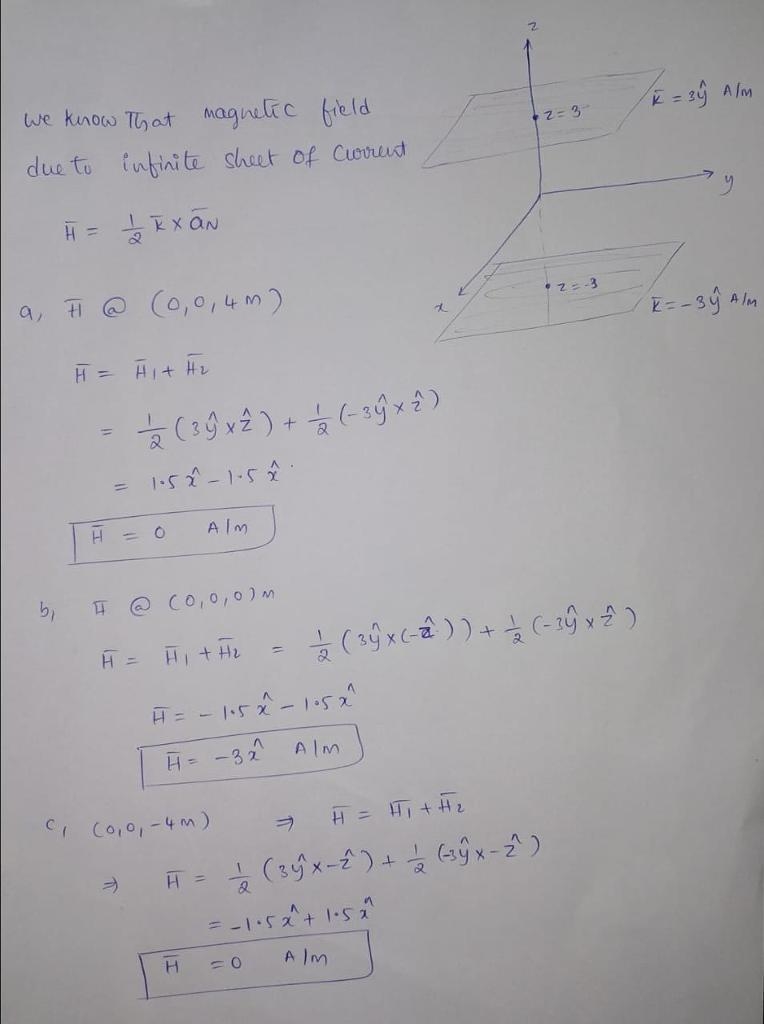 Two infinite extent current sheets exist at z = −3.0 m and at z = +3.0 m. The top-example-1