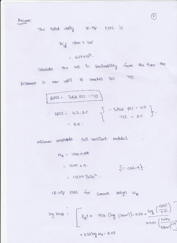 A flexible pavement has a SN of 3.8 (all drainage coefficients are equal to 1.0). The-example-1