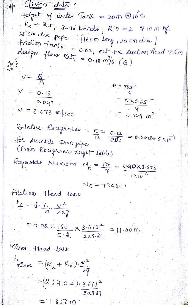 A pump delivers water at 20°C between a reservoir and a water tank 24 m higher. The-example-2