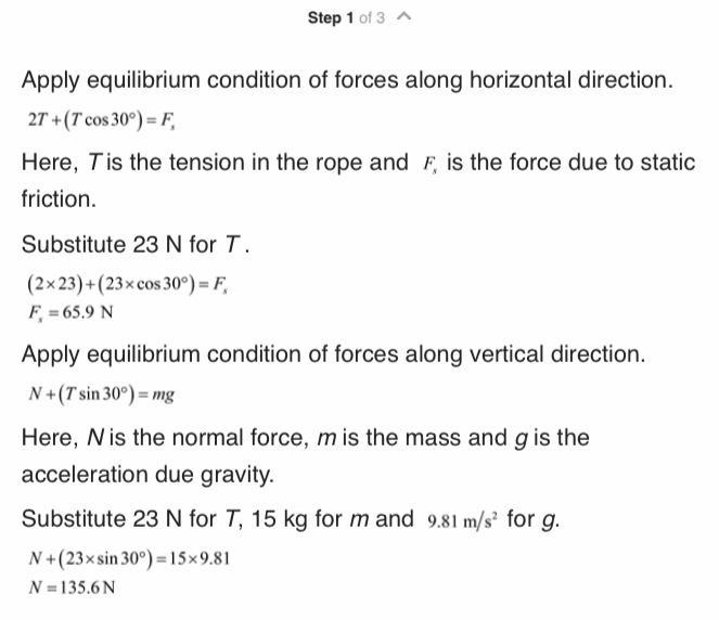 Determine the initial acceleration of the 15‐kg block if (a) T = 23 N and (b) T = 26 N-example-1