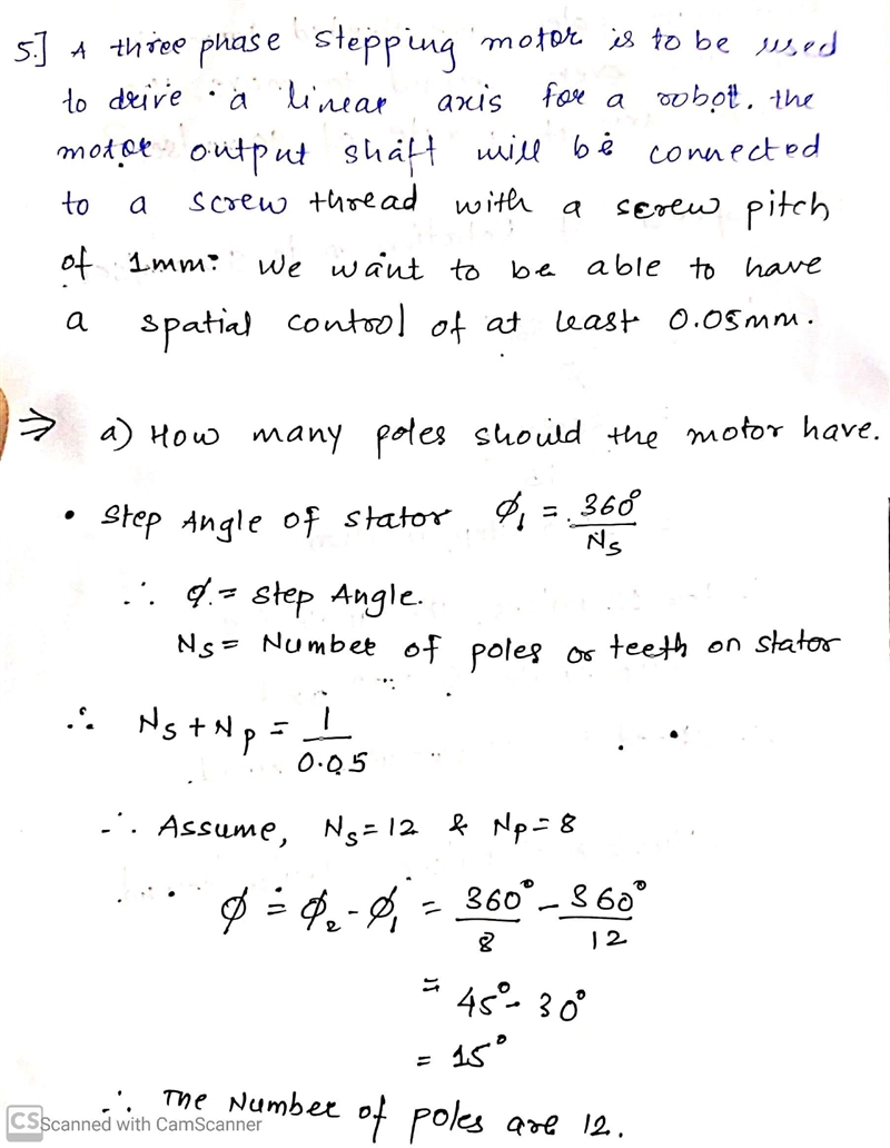 A 3-phase stepping motor is to be used to drive a linear axis for a robot. The motor-example-1