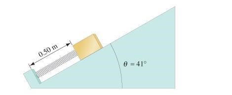 A spring (70 N/m ) has an equilibrium length of 1.00 m. The spring is compressed to-example-1