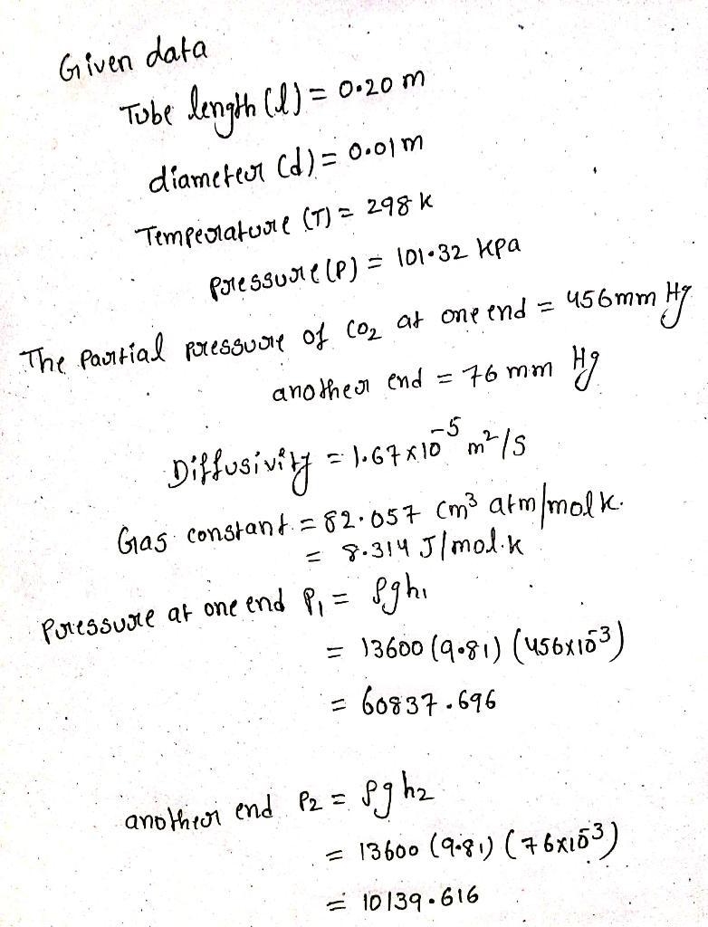 6.1-2. Diffusion of CO, in a Binary Gas Mixture. The gas CO2 is diffusing at stcady-example-1