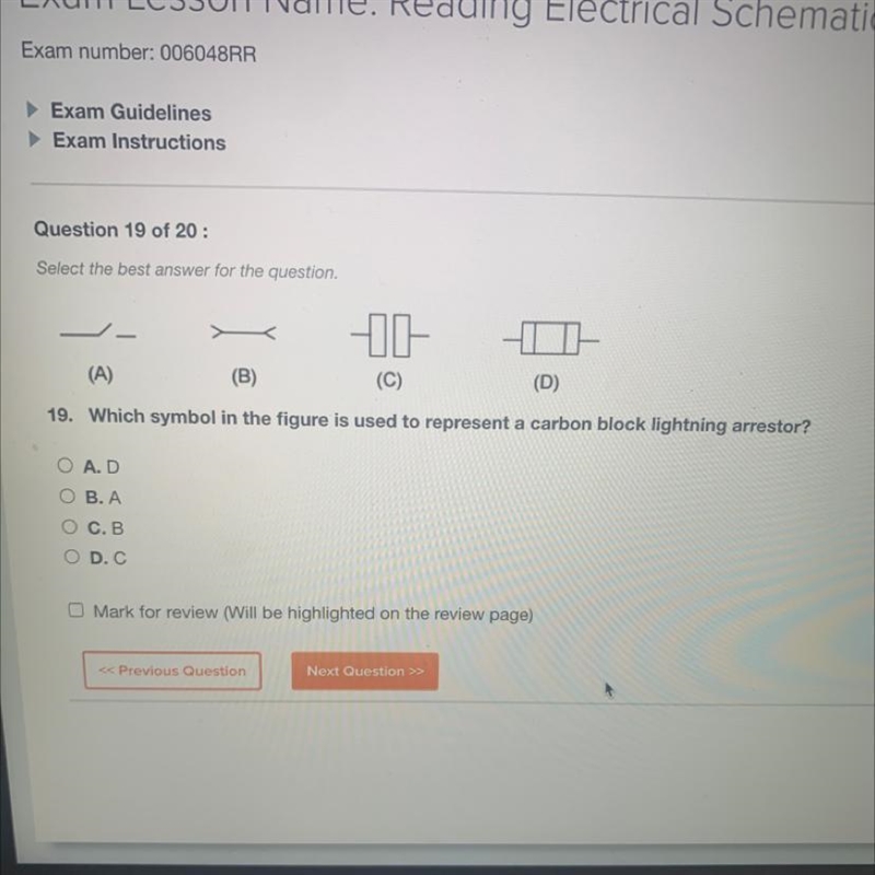 19. Which symbol in the figure is used to represent a carbon block lightning arrestor-example-1