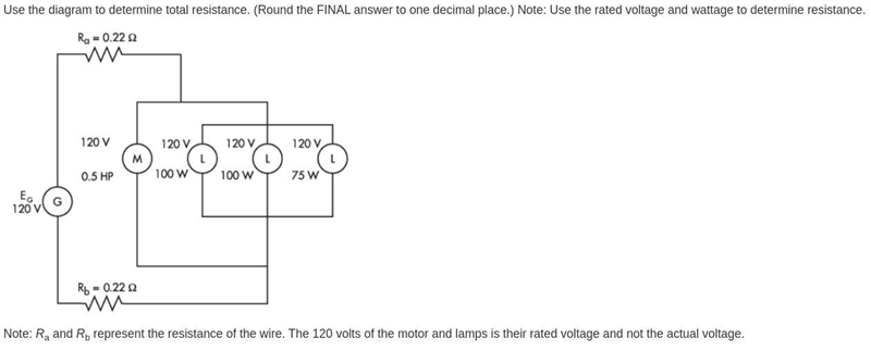 Use the diagram to determine total resistance. (Round the FINAL answer to one decimal-example-1