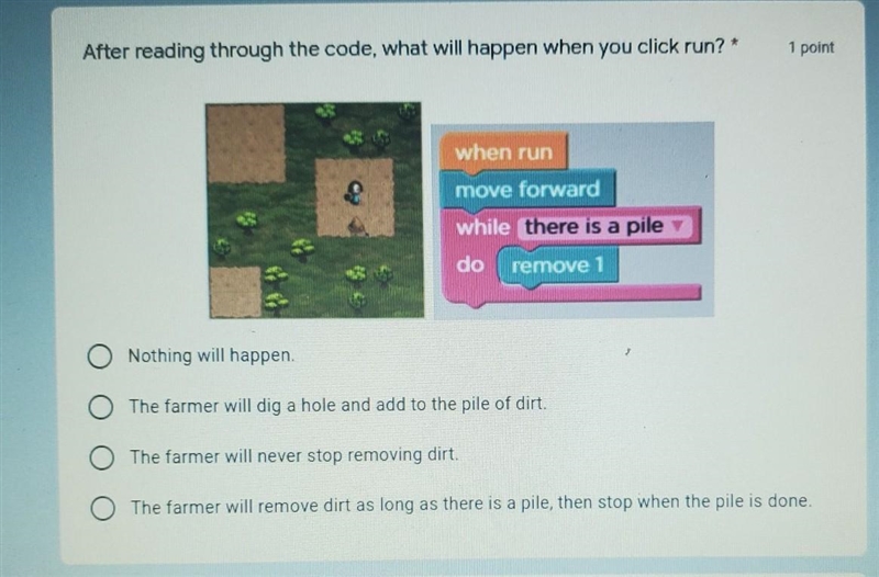 After reading through the code, what will happen when you click run?* 1 point when-example-1