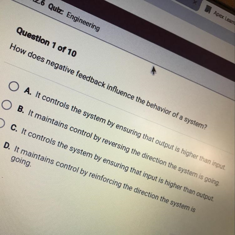 How does negative feedback influence the behavior of a system?-example-1