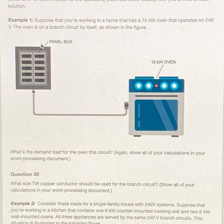 Suppose that you are working in a home that has a 15kw oven that operates on 240 V-example-1