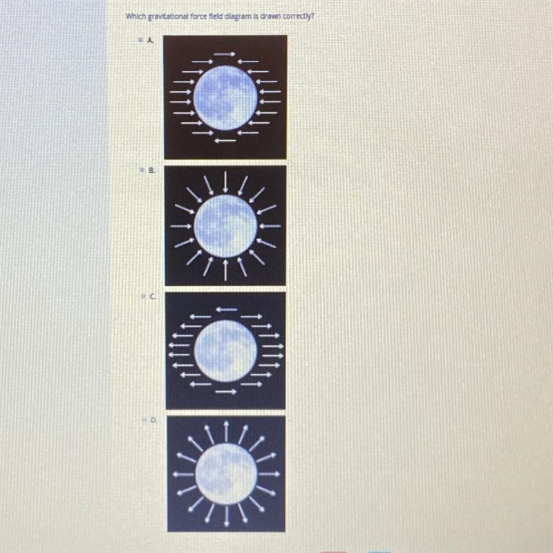 Which gravitational force field diagram is drawn correctly-example-1