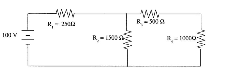 Do R2, R3, and R4 form a series or parallel circuit? Find all voltage drops, total-example-1