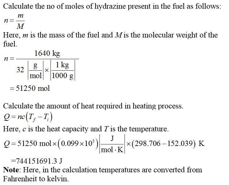 A spacecraft is fueled using hydrazine ​(N2H4​; molecular weight of 32 grams per mole-example-1