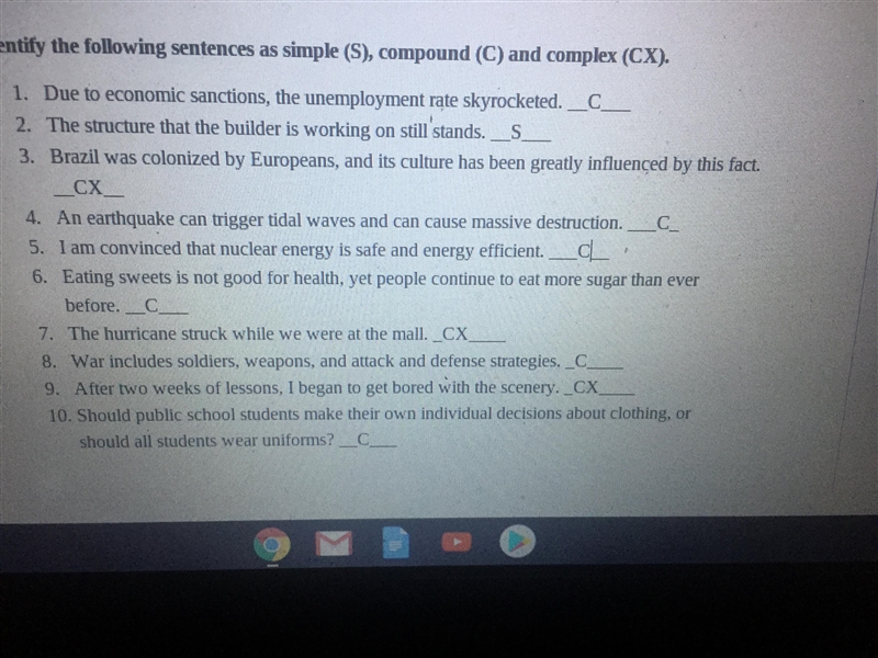 Want To Know if i got it right for Compound, Complex, Simple-example-1