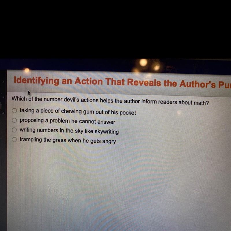 Identifying an Action That Reveals the Author's Purp Which of the number devil's actions-example-1