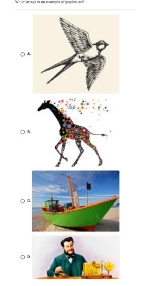 PLEASE HELP <3 thanks :D AP3X: which image is an example of graphic art:-example-1