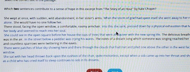 Which 2 sentences contribute to the sense of hope in the expert from the story of-example-1