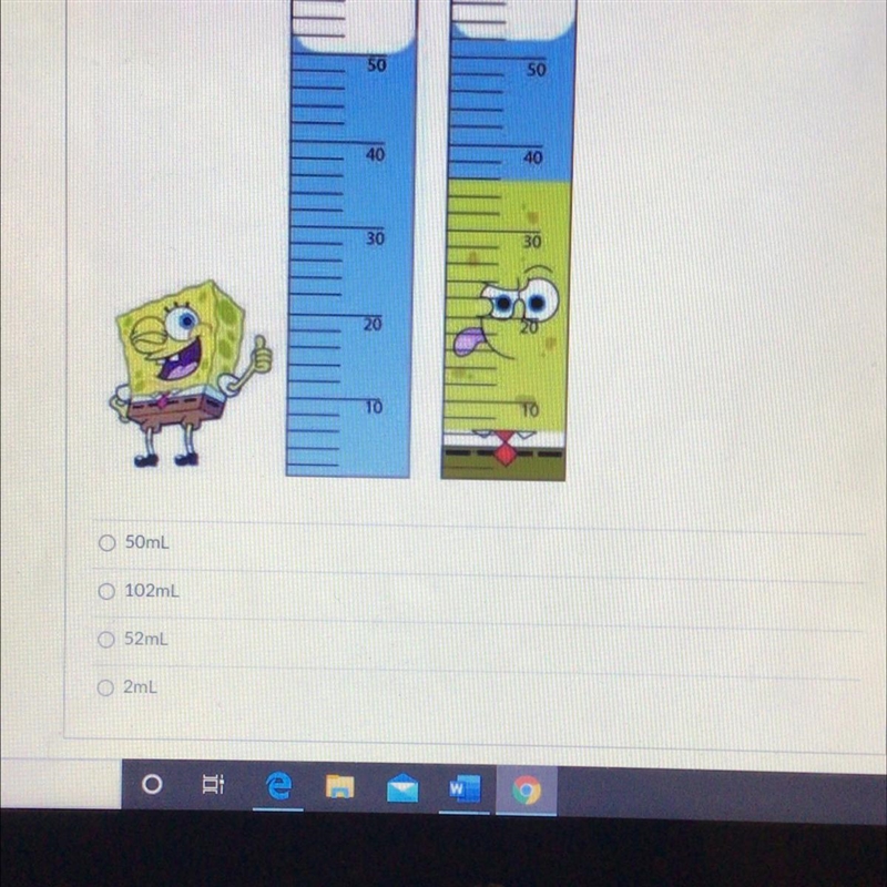 What is the volume of Spongebob Squarepants based on the displacement of the water-example-1