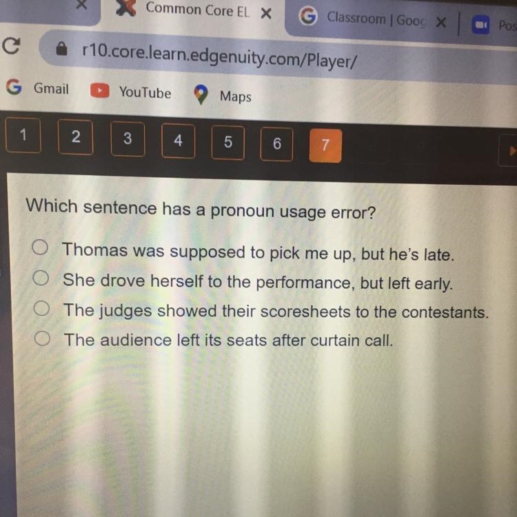 Which sentence has a pronoun usage error?-example-1