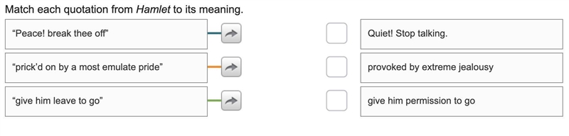 Match each question from hamlet to its meaning-example-1