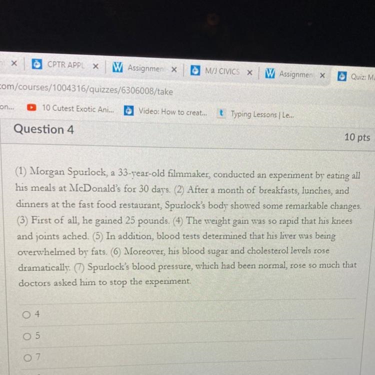 Choose the number of the sentence that is the main idea.-example-1