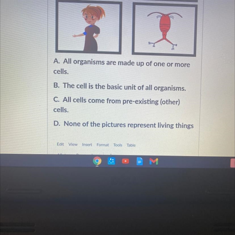 The question says “what part of the cell theory do all these pictures best identify-example-1