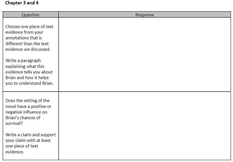 Please, Using chapters 3 and 4, answer the following questions. "Hatchet&quot-example-1