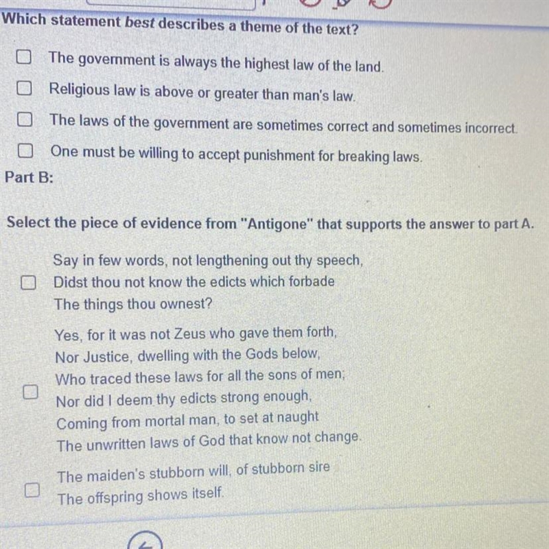 Part A: Which statement best describes a theme of the text? The government is always-example-1