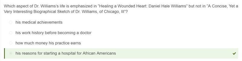 Which aspect of Dr. Williams’s life is emphasized in “Healing a Wounded Heart: Daniel-example-1