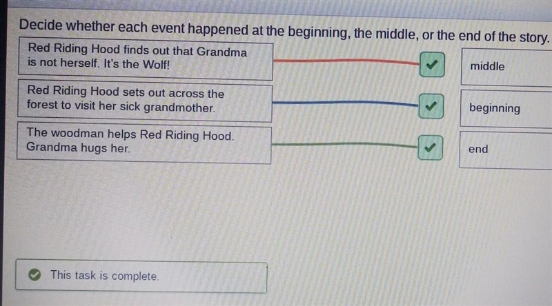 Decide whether each event happened at the beginning the middle, or the end of the-example-1