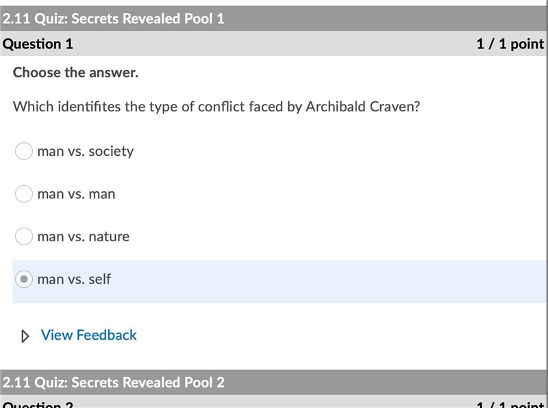 Which type of conflict does achibald craven face in the sweet garden-example-5