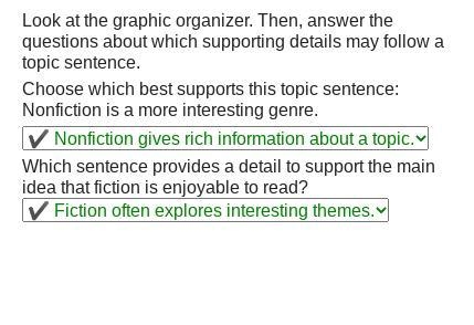 Look at the graphic organizer. Then, answer the questions about which supporting details-example-1