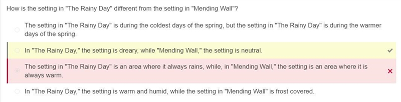 How is the setting in "The Rainy Day" different from the setting in &quot-example-1