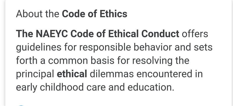 The naeyc code of ethics covers the topic of-example-1