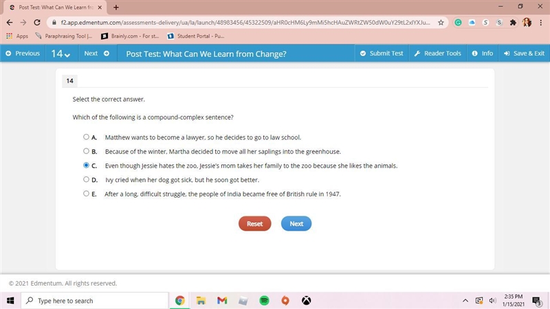 Which of the following is a compound-complex sentence? Matthew wants to become a lawyer-example-1