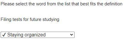 Please select the word from the list that best fits the definition Filing tests for-example-1