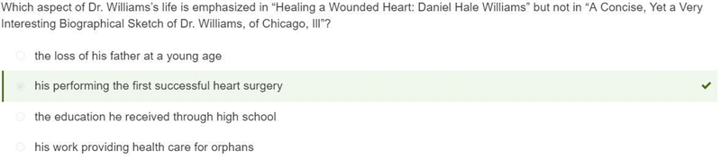 Which aspect of Dr. Williams life is emphasized in “Healing a Wounded Heart: Daniel-example-1