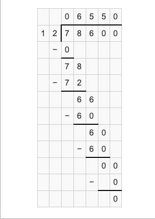 What is the quotient of 78,600 ÷ 12? 6,300 6,460 6,550 6,630-example-1