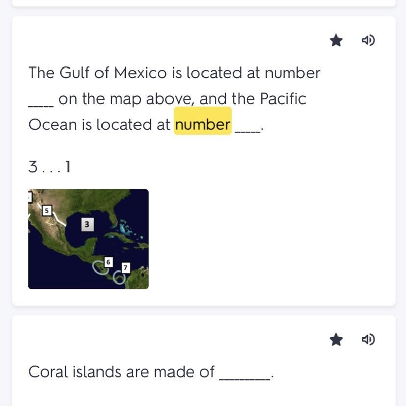 The Gulf of Mexico is located at number __ on the map above and the Pacific Ocean-example-1