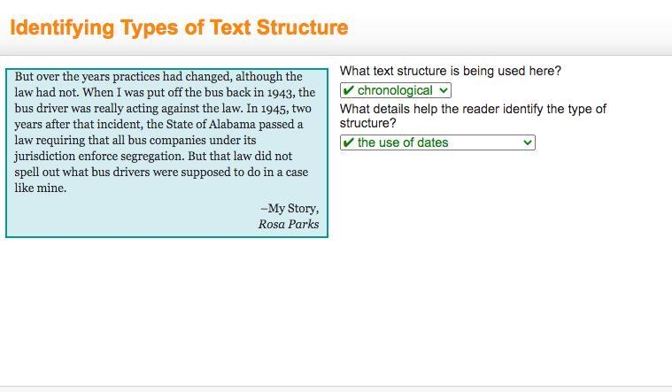 What text structure is being used here? What details help the reader identify the-example-1