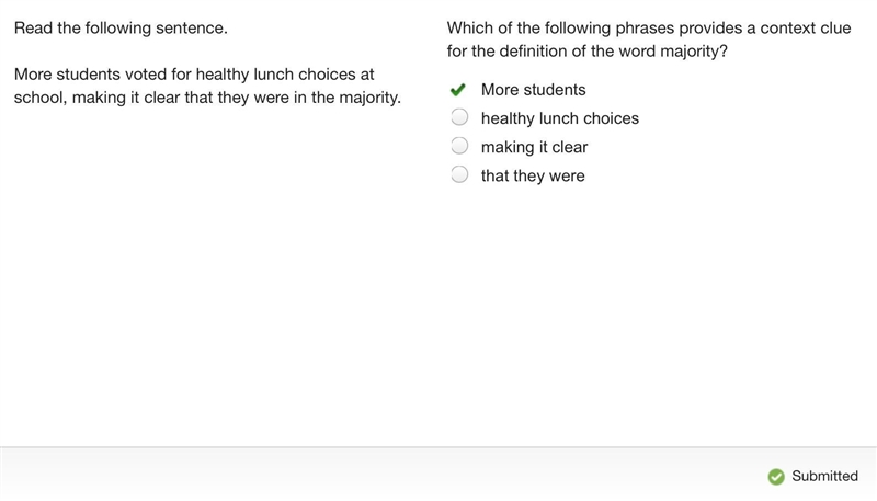 Which of the following phrases provides a context clue for the definition of the word-example-1