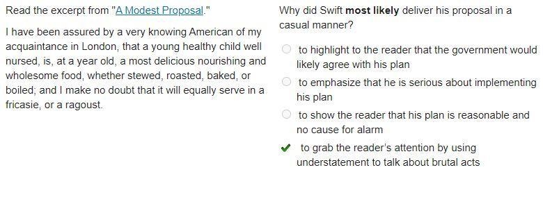 Why did Swift most likely deliver his proposal in a casual manner?-example-1