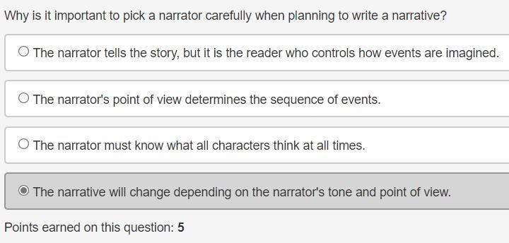 Question 7 5 points) Why is it important to pick a narrator carefully when planning-example-1